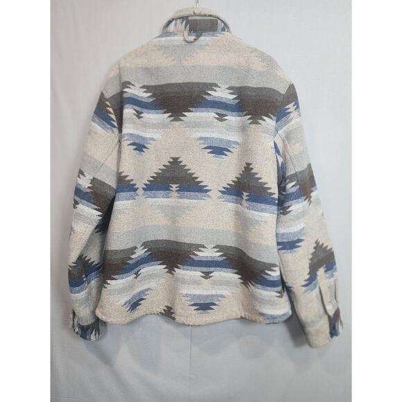 Jachs New York Flannel Aztec Southwest Shacket Wool Blend Blue Men’s Sz 2XL - Picture 3 of 7